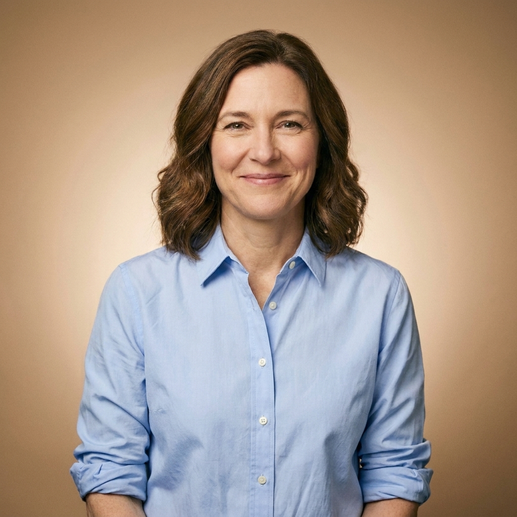 A person wearing a light blue cotton poplin button-down shirt with sleeves casually rolled